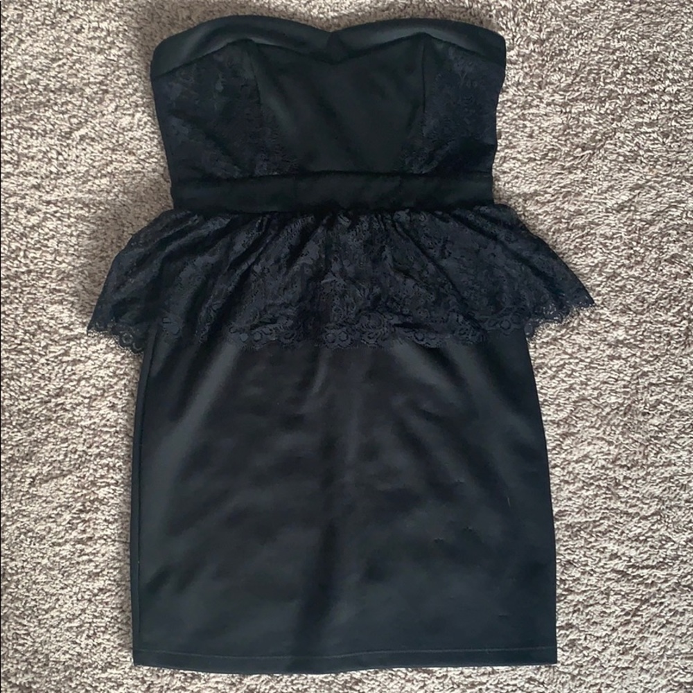 Black lace peplum dress